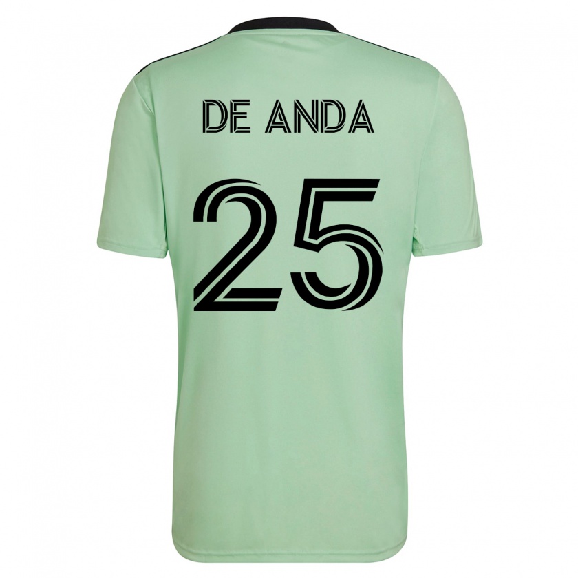 Kandiny Gyermek Anthony De Anda #25 Világos Zöld Idegenbeli Jersey 2023/24 Mez Póló Ing