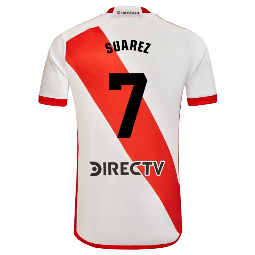 Kandiny Férfi Matías Suárez #7 Fehér Piros Hazai Jersey 2023/24 Mez Póló Ing