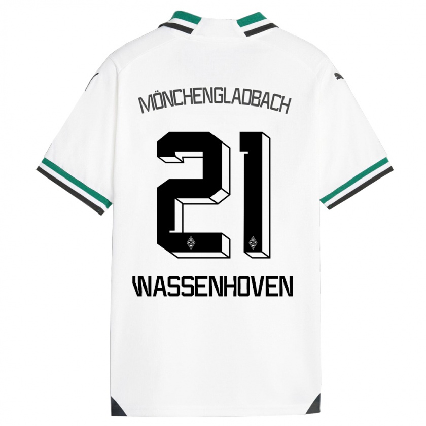 Kandiny Férfi Michelle Wassenhoven #21 Fehér Zöld Hazai Jersey 2023/24 Mez Póló Ing