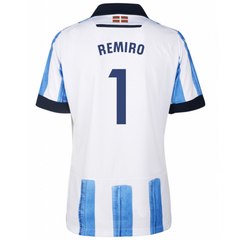 Kandiny Férfi Álex Remiro #1 Kék Fehér Hazai Jersey 2023/24 Mez Póló Ing