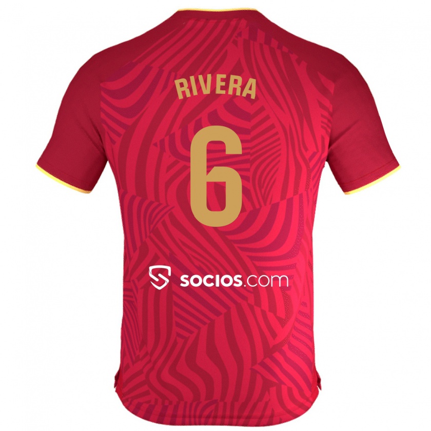 Kandiny Férfi Pablo Rivera #6 Piros Idegenbeli Jersey 2023/24 Mez Póló Ing