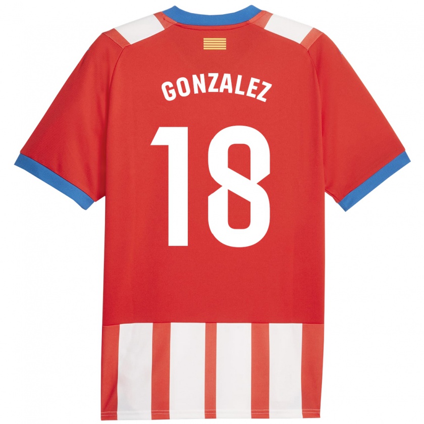 Kandiny Gyermek Gerard González #18 Piros Fehér Hazai Jersey 2023/24 Mez Póló Ing