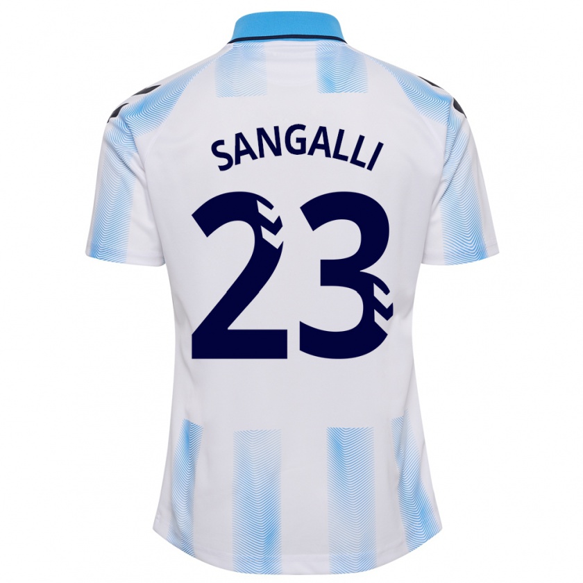 Kandiny Gyermek Luca Sangalli #23 Fehér Kék Hazai Jersey 2023/24 Mez Póló Ing