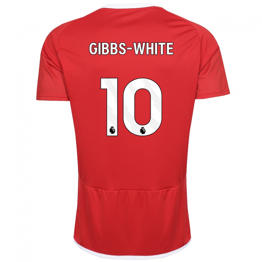 Kandiny Gyermek Morgan Gibbs-White #10 Piros Hazai Jersey 2023/24 Mez Póló Ing