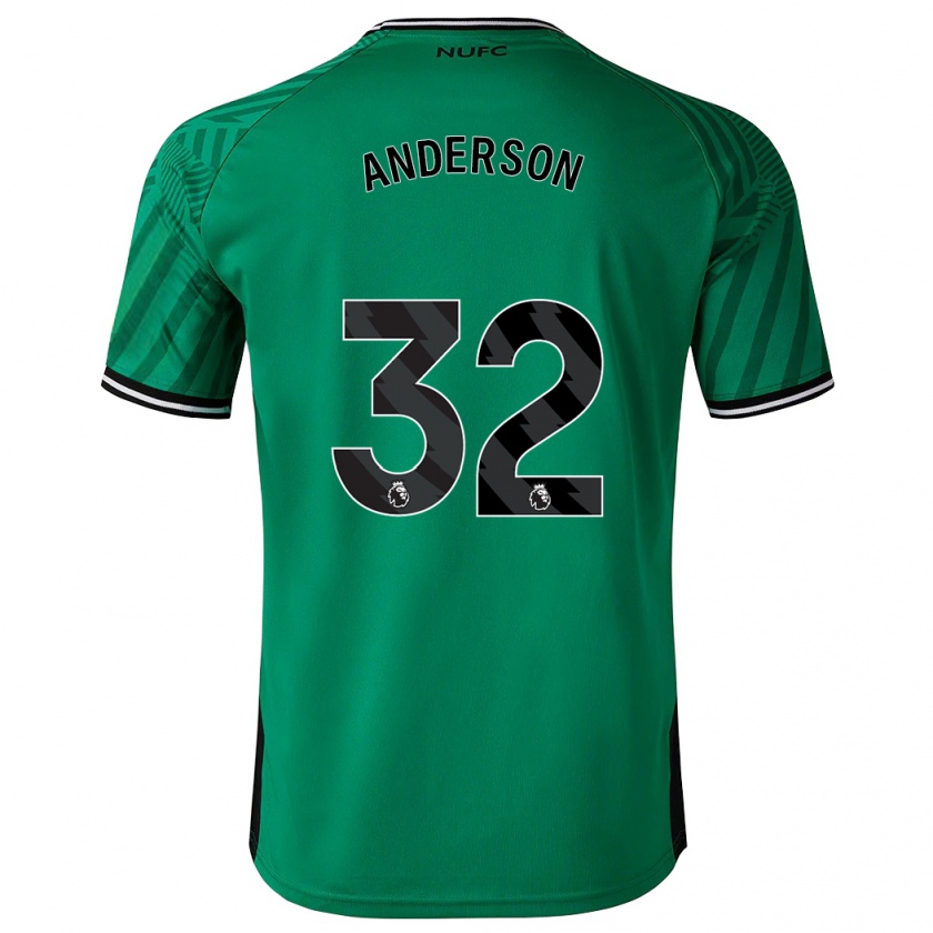 Kandiny Gyermek Elliot Anderson #32 Zöld Idegenbeli Jersey 2023/24 Mez Póló Ing