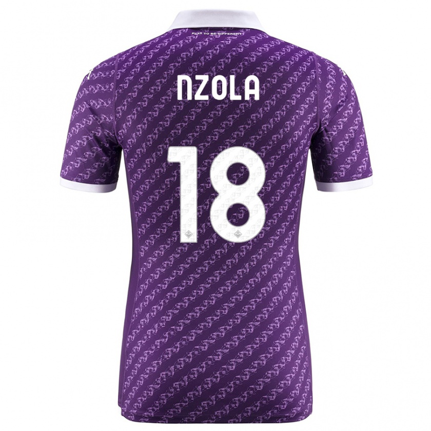 Kandiny Férfi M'bala Nzola #18 Ibolya Hazai Jersey 2023/24 Mez Póló Ing