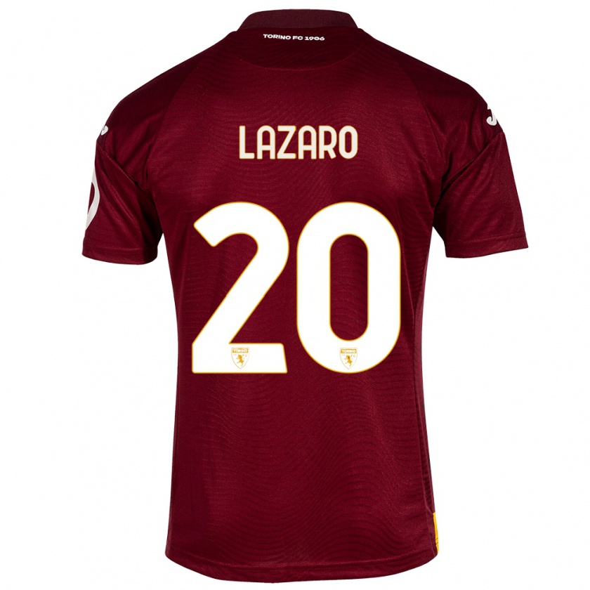 Kandiny Férfi Valentino Lazaro #20 Sötét Vörös Hazai Jersey 2023/24 Mez Póló Ing