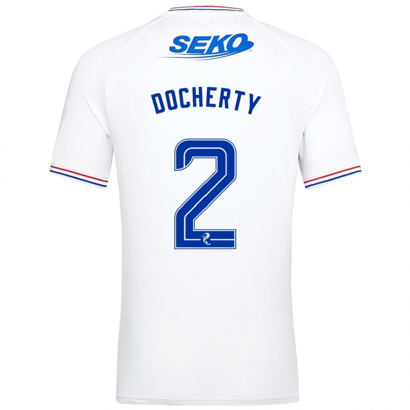 Kandiny Férfi Nicola Docherty #2 Fehér Idegenbeli Jersey 2023/24 Mez Póló Ing