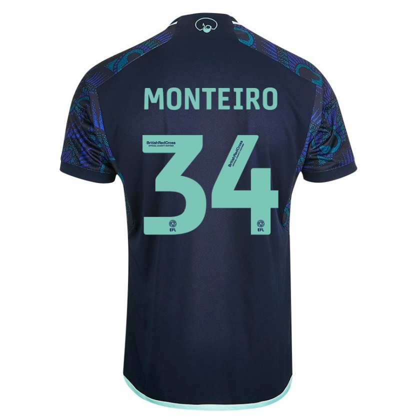 Kandiny Férfi Diogo Monteiro #34 Kék Idegenbeli Jersey 2023/24 Mez Póló Ing