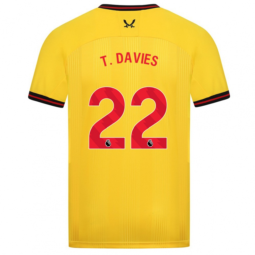 Kandiny Férfi Tom Davies #22 Sárga Idegenbeli Jersey 2023/24 Mez Póló Ing