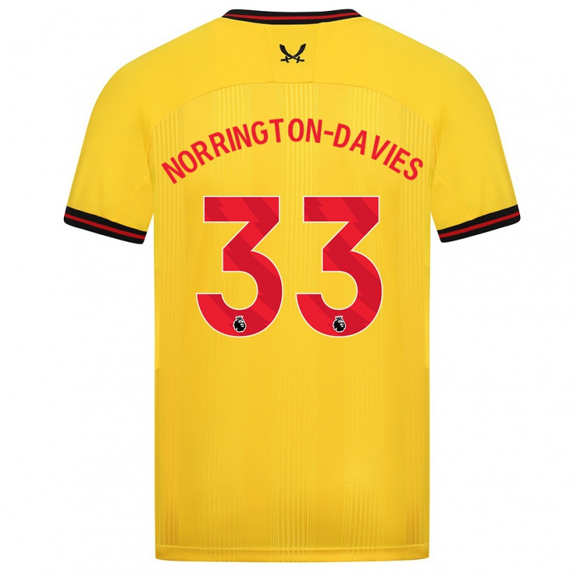 Kandiny Férfi Rhys Norrington-Davies #33 Sárga Idegenbeli Jersey 2023/24 Mez Póló Ing