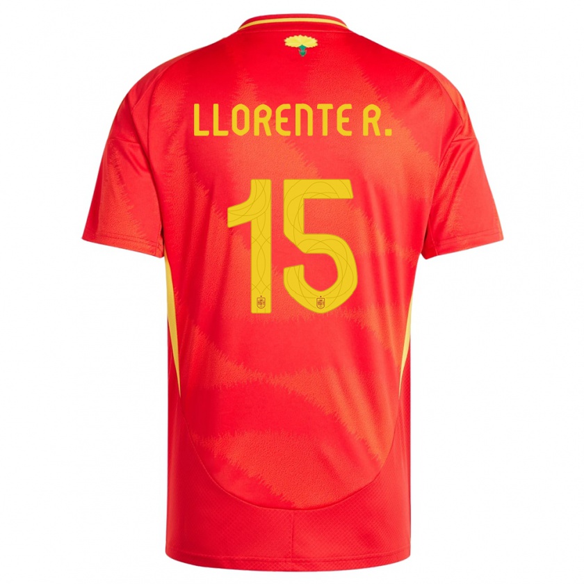 Kandiny Gyermek Spanyolország Diego Llorente #15 Piros Hazai Jersey 24-26 Mez Póló Ing