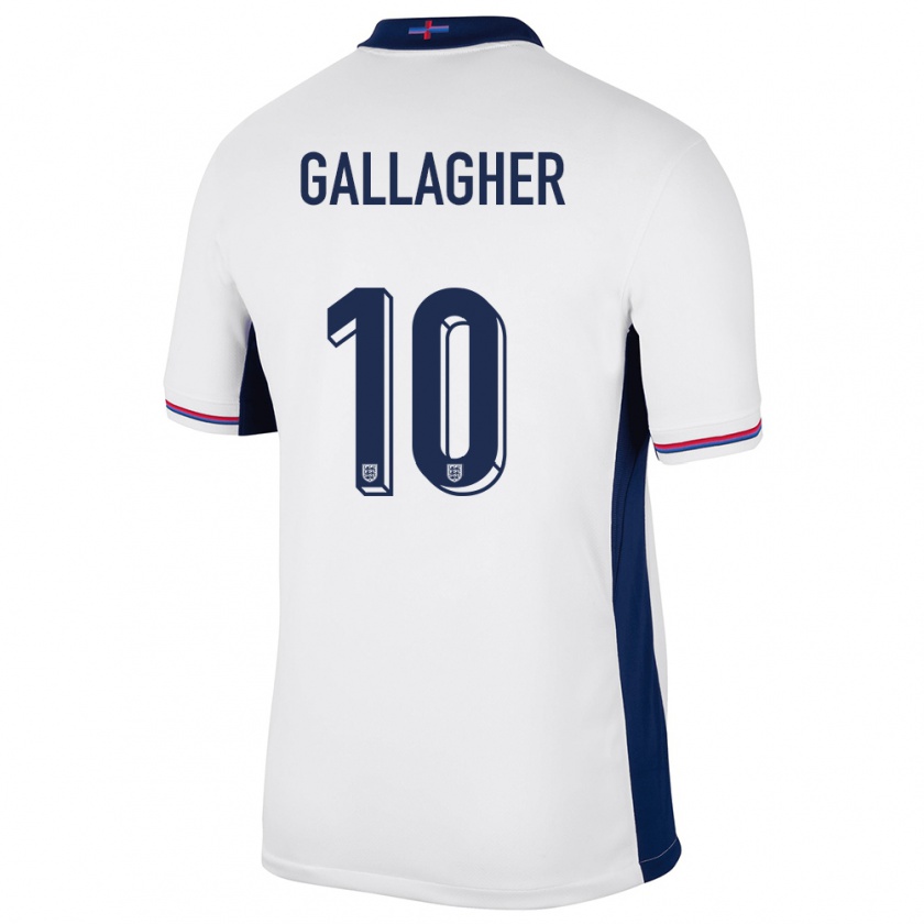 Kandiny Gyermek Anglia Conor Gallagher #10 Fehér Hazai Jersey 24-26 Mez Póló Ing