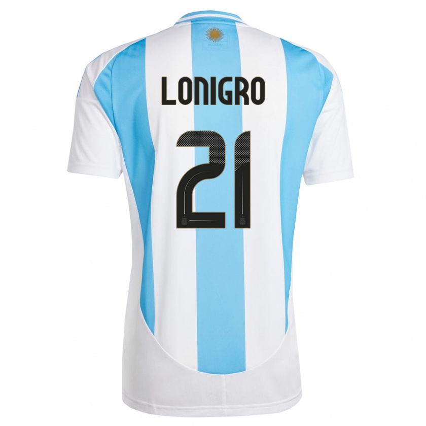 Kandiny Gyermek Argentína Erica Lonigro #21 Fehér Kék Hazai Jersey 24-26 Mez Póló Ing