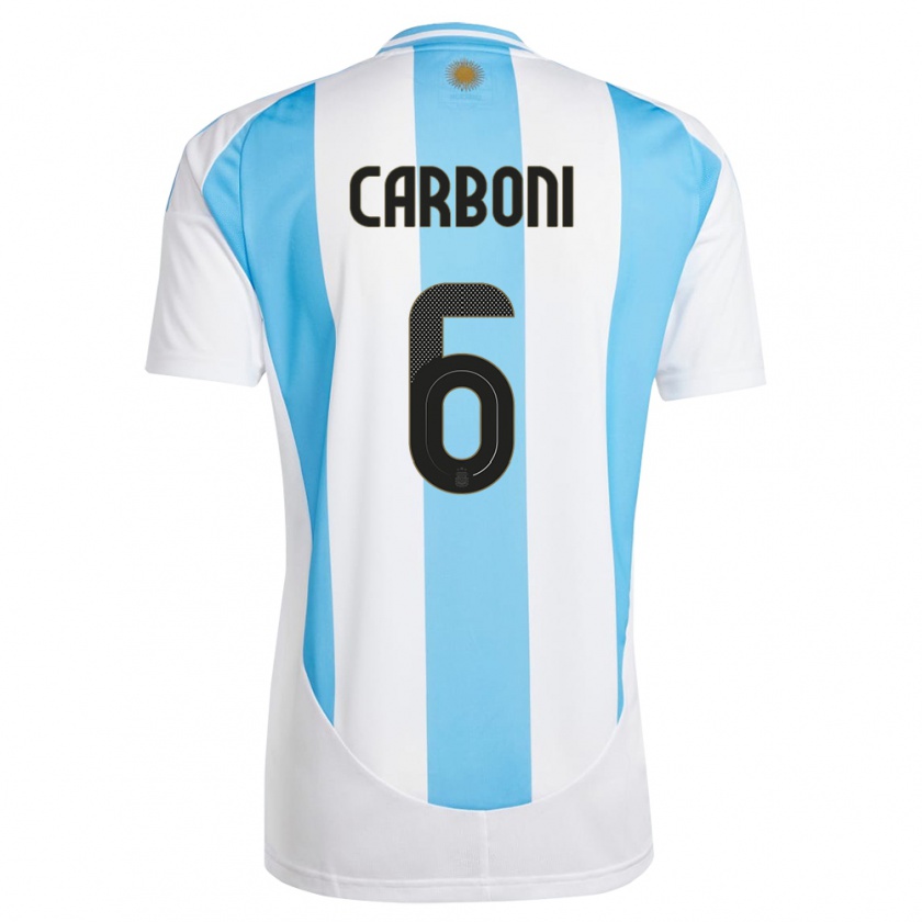 Kandiny Gyermek Argentína Franco Carboni #6 Fehér Kék Hazai Jersey 24-26 Mez Póló Ing