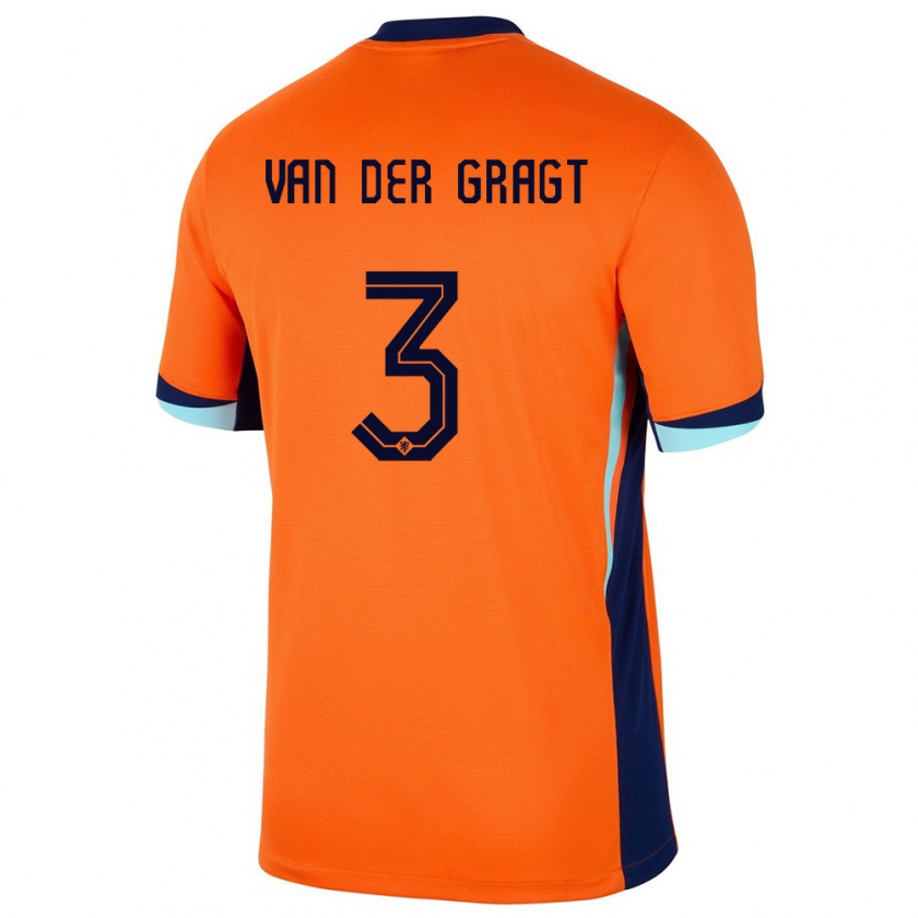 Kandiny Gyermek Hollandia Stefanie Van Der Gragt #3 Narancs Hazai Jersey 24-26 Mez Póló Ing
