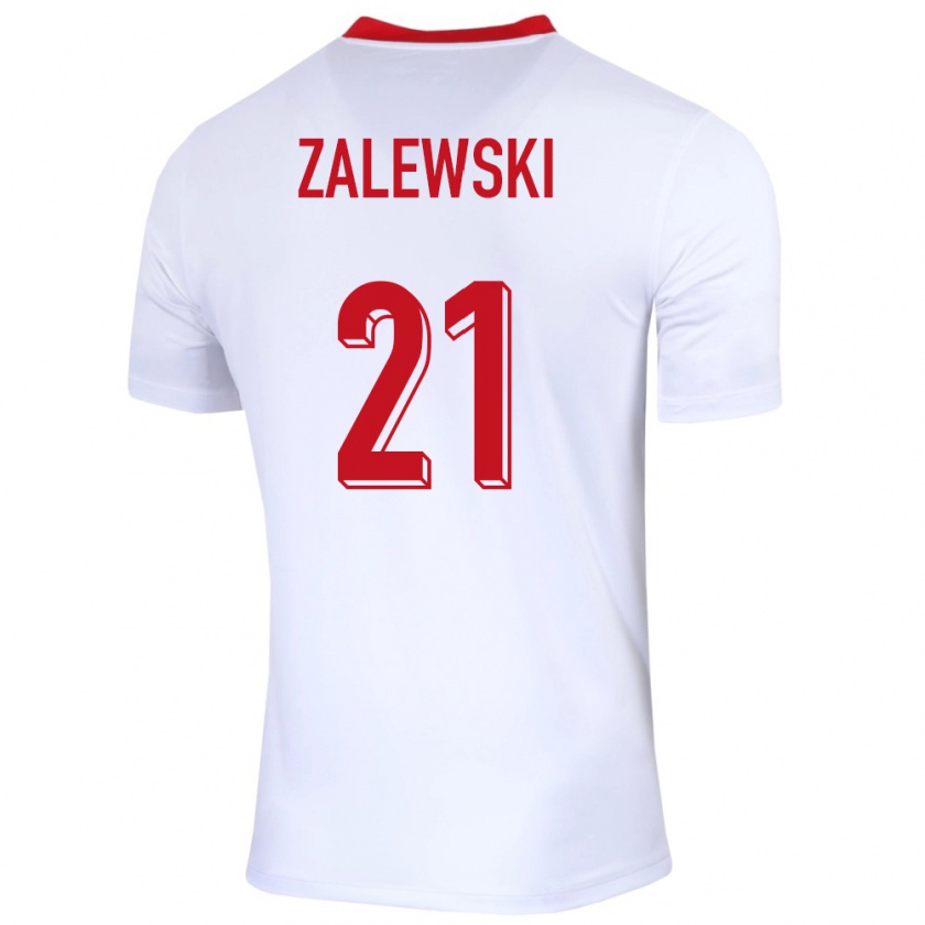 Kandiny Gyermek Lengyelország Nicola Zalewski #21 Fehér Hazai Jersey 24-26 Mez Póló Ing