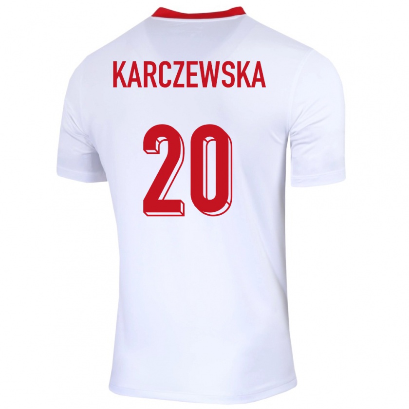 Kandiny Gyermek Lengyelország Nikola Karczewska #20 Fehér Hazai Jersey 24-26 Mez Póló Ing