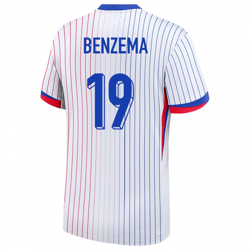 Kandiny Gyermek Franciaország Karim Benzema #19 Fehér Idegenbeli Jersey 24-26 Mez Póló Ing