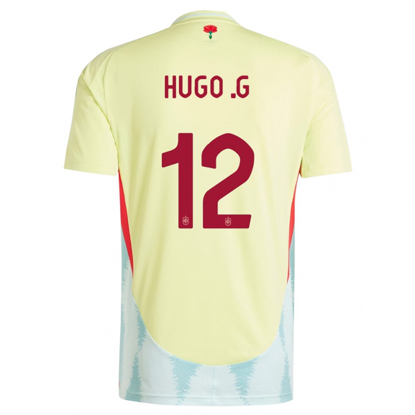 Kandiny Gyermek Spanyolország Hugo Guillamon #12 Sárga Idegenbeli Jersey 24-26 Mez Póló Ing