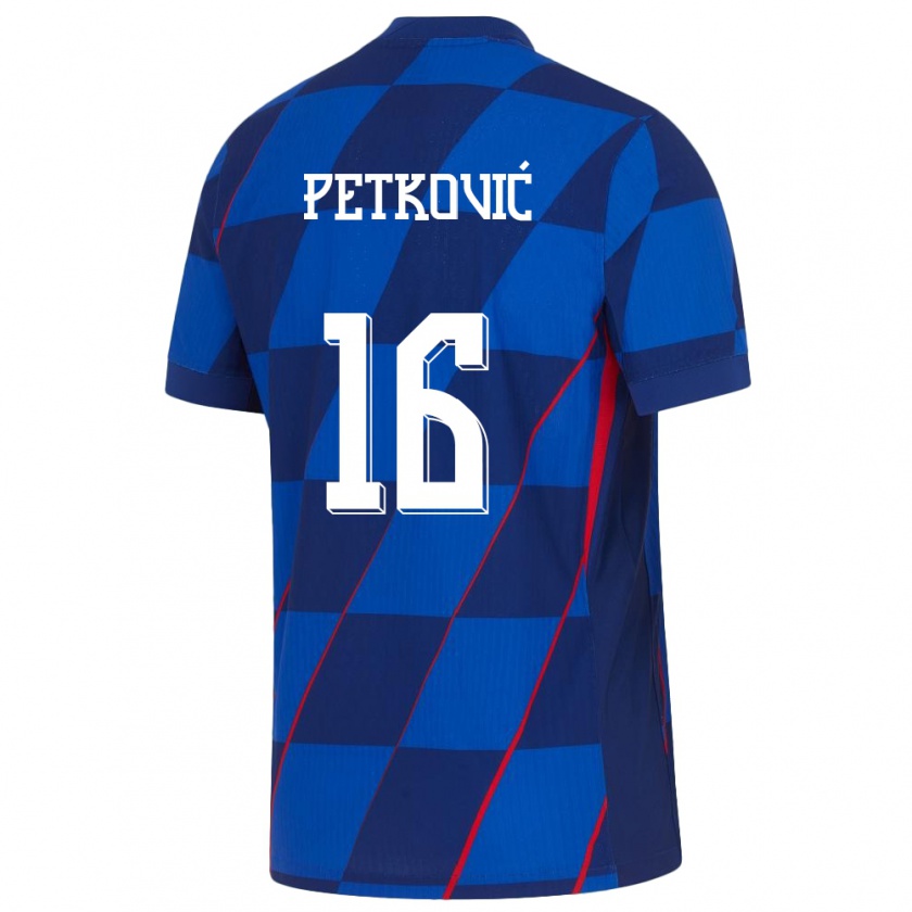 Kandiny Gyermek Horvátország Bruno Petkovic #16 Kék Idegenbeli Jersey 24-26 Mez Póló Ing