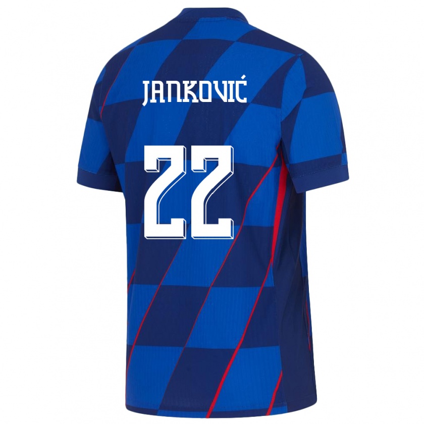 Kandiny Gyermek Horvátország Niko Jankovic #22 Kék Idegenbeli Jersey 24-26 Mez Póló Ing
