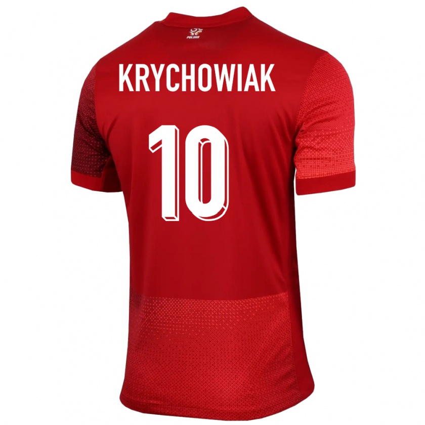 Kandiny Gyermek Lengyelország Grzegorz Krychowiak #10 Piros Idegenbeli Jersey 24-26 Mez Póló Ing
