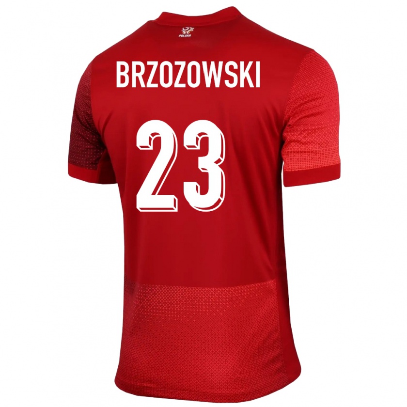 Kandiny Gyermek Lengyelország Milosz Brzozowski #23 Piros Idegenbeli Jersey 24-26 Mez Póló Ing