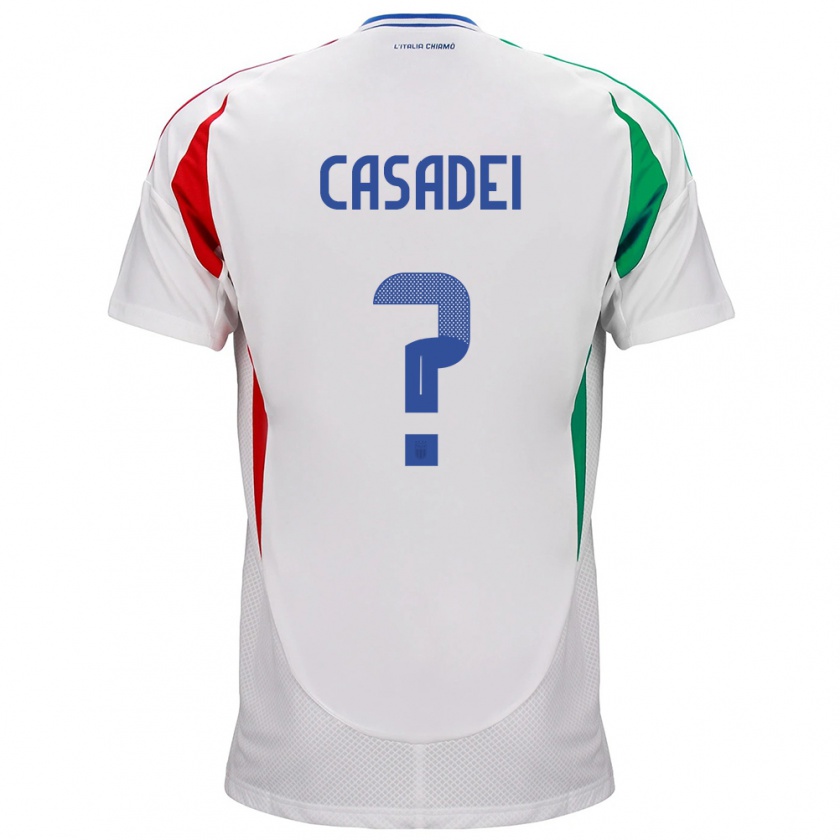 Kandiny Gyermek Olaszország Cesare Casadei #0 Fehér Idegenbeli Jersey 24-26 Mez Póló Ing