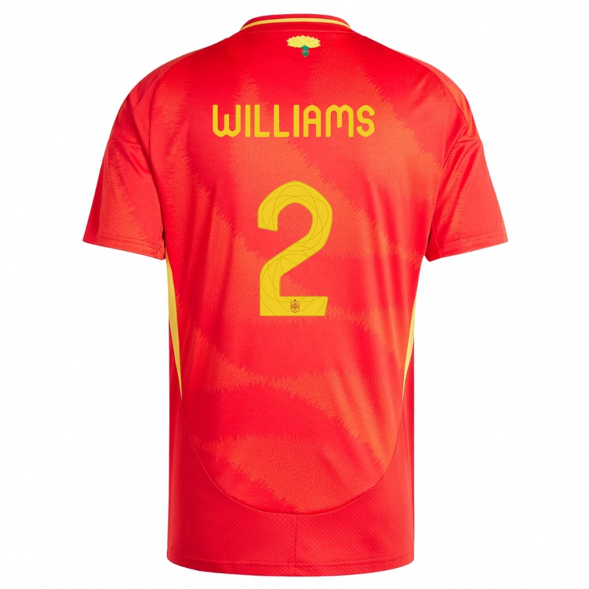Kandiny Férfi Spanyolország Nico Williams #2 Piros Hazai Jersey 24-26 Mez Póló Ing
