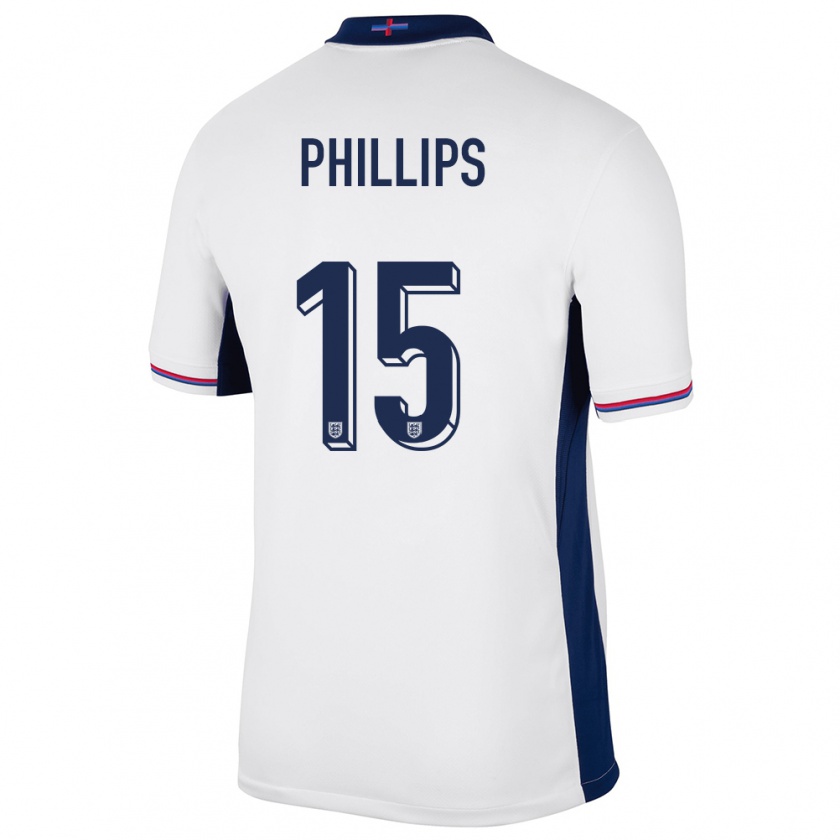 Kandiny Férfi Anglia Ashley Phillips #15 Fehér Hazai Jersey 24-26 Mez Póló Ing