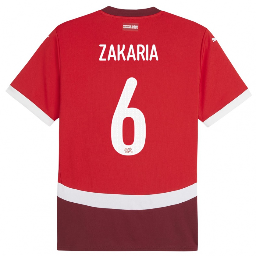Kandiny Férfi Svájc Denis Zakaria #6 Piros Hazai Jersey 24-26 Mez Póló Ing