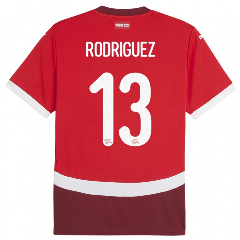 Kandiny Férfi Svájc Ricardo Rodriguez #13 Piros Hazai Jersey 24-26 Mez Póló Ing