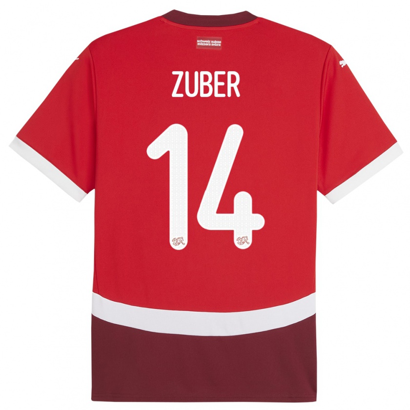 Kandiny Férfi Svájc Steven Zuber #14 Piros Hazai Jersey 24-26 Mez Póló Ing