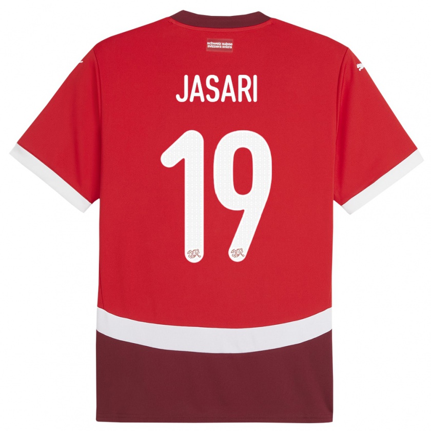 Kandiny Férfi Svájc Ardon Jasari #19 Piros Hazai Jersey 24-26 Mez Póló Ing