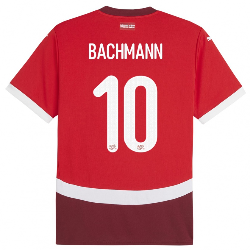 Kandiny Férfi Svájc Ramona Bachmann #10 Piros Hazai Jersey 24-26 Mez Póló Ing