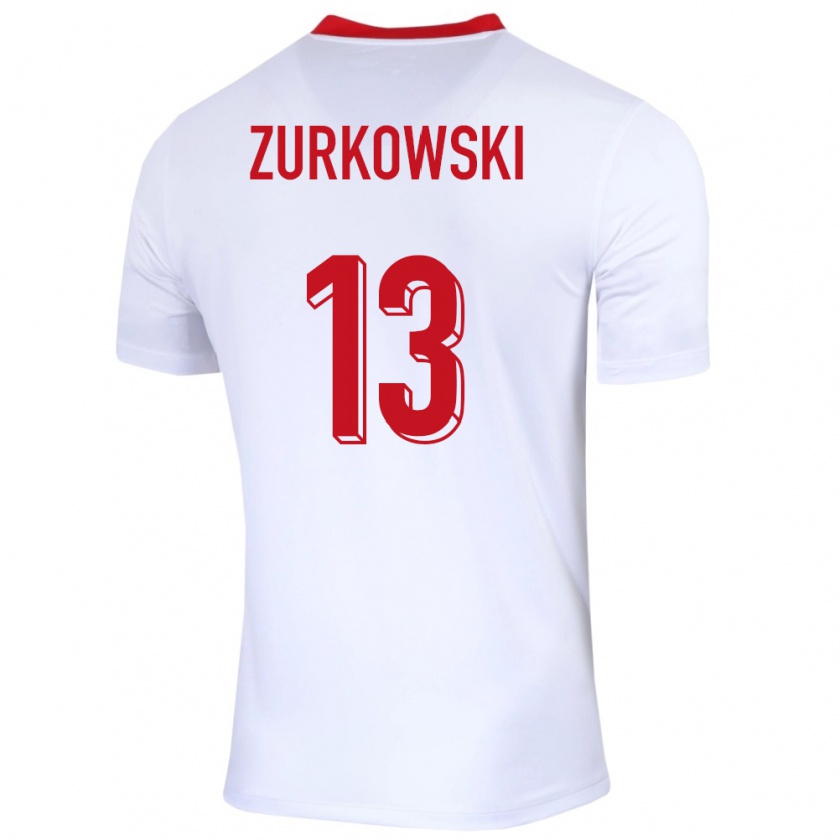 Kandiny Férfi Lengyelország Szymon Zurkowski #13 Fehér Hazai Jersey 24-26 Mez Póló Ing