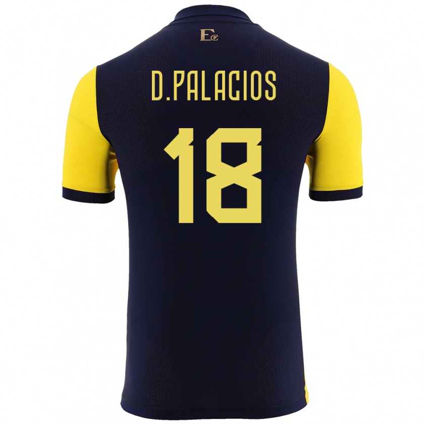 Kandiny Férfi Ecuador Diego Palacios #18 Sárga Hazai Jersey 24-26 Mez Póló Ing