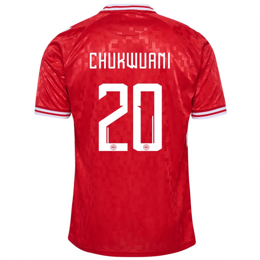 Kandiny Férfi Dánia Tochi Chukwuani #20 Piros Hazai Jersey 24-26 Mez Póló Ing