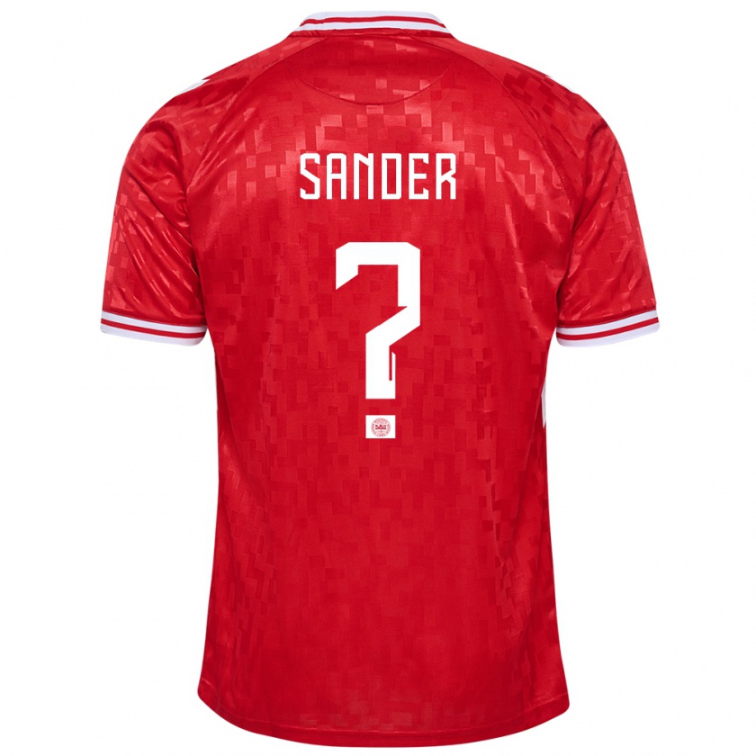 Kandiny Férfi Dánia Theo Sander #0 Piros Hazai Jersey 24-26 Mez Póló Ing