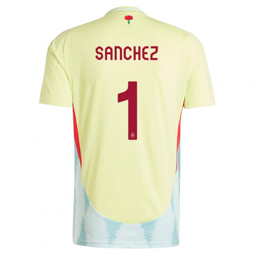 Kandiny Férfi Spanyolország Robert Sanchez #1 Sárga Idegenbeli Jersey 24-26 Mez Póló Ing