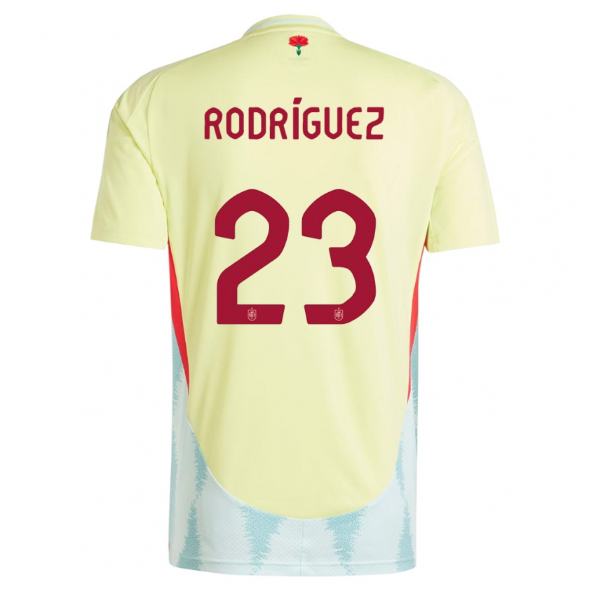 Kandiny Férfi Spanyolország Misa Rodriguez #23 Sárga Idegenbeli Jersey 24-26 Mez Póló Ing