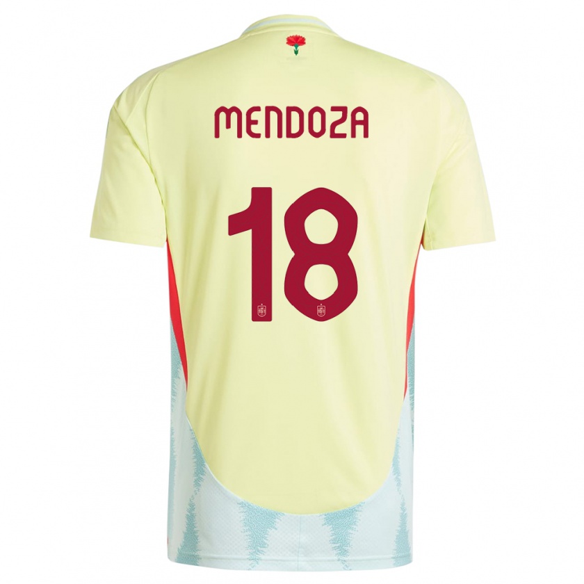 Kandiny Férfi Spanyolország Rodrigo Mendoza #18 Sárga Idegenbeli Jersey 24-26 Mez Póló Ing