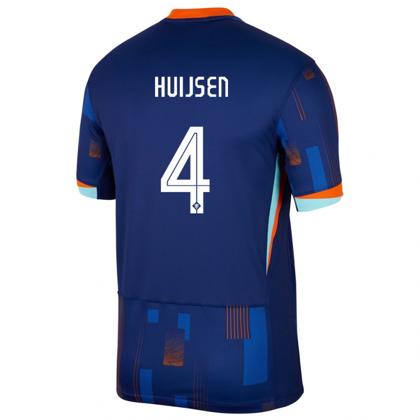 Kandiny Férfi Hollandia Dean Huijsen #4 Kék Idegenbeli Jersey 24-26 Mez Póló Ing