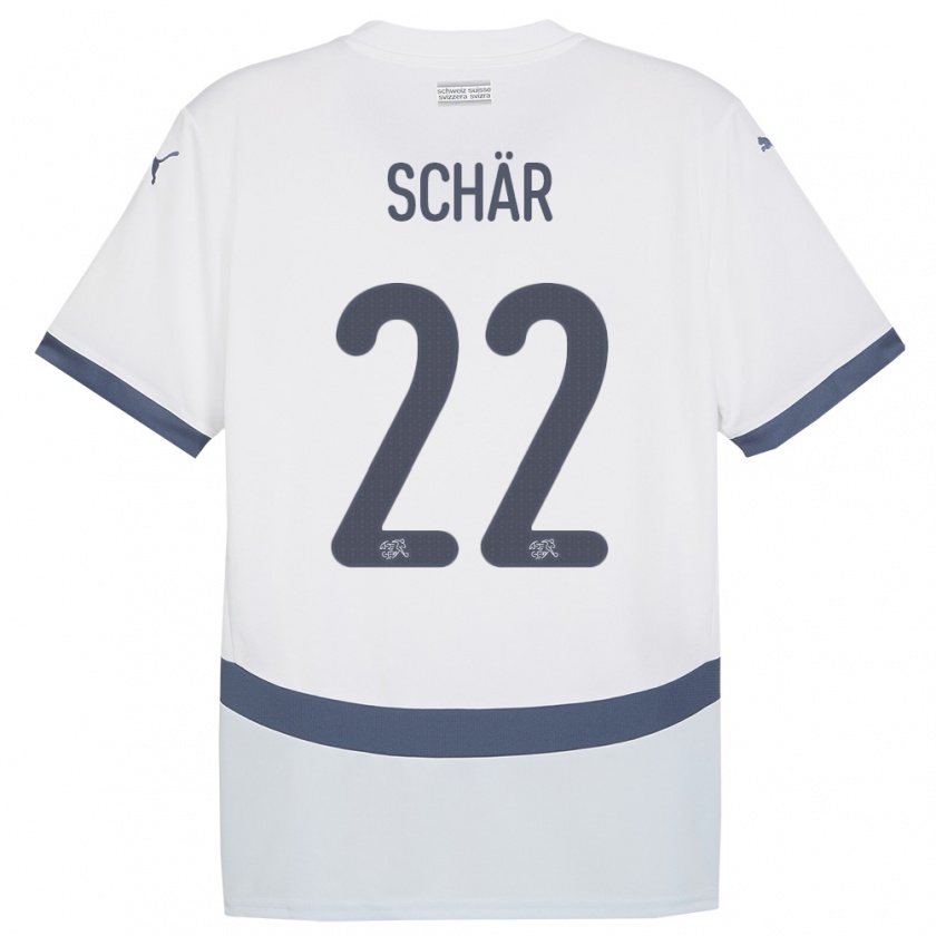 Kandiny Férfi Svájc Fabian Schar #22 Fehér Idegenbeli Jersey 24-26 Mez Póló Ing