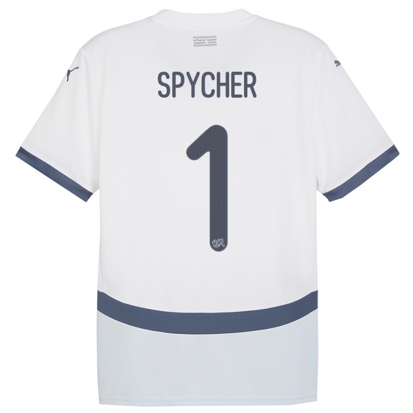 Kandiny Férfi Svájc Tim Spycher #1 Fehér Idegenbeli Jersey 24-26 Mez Póló Ing