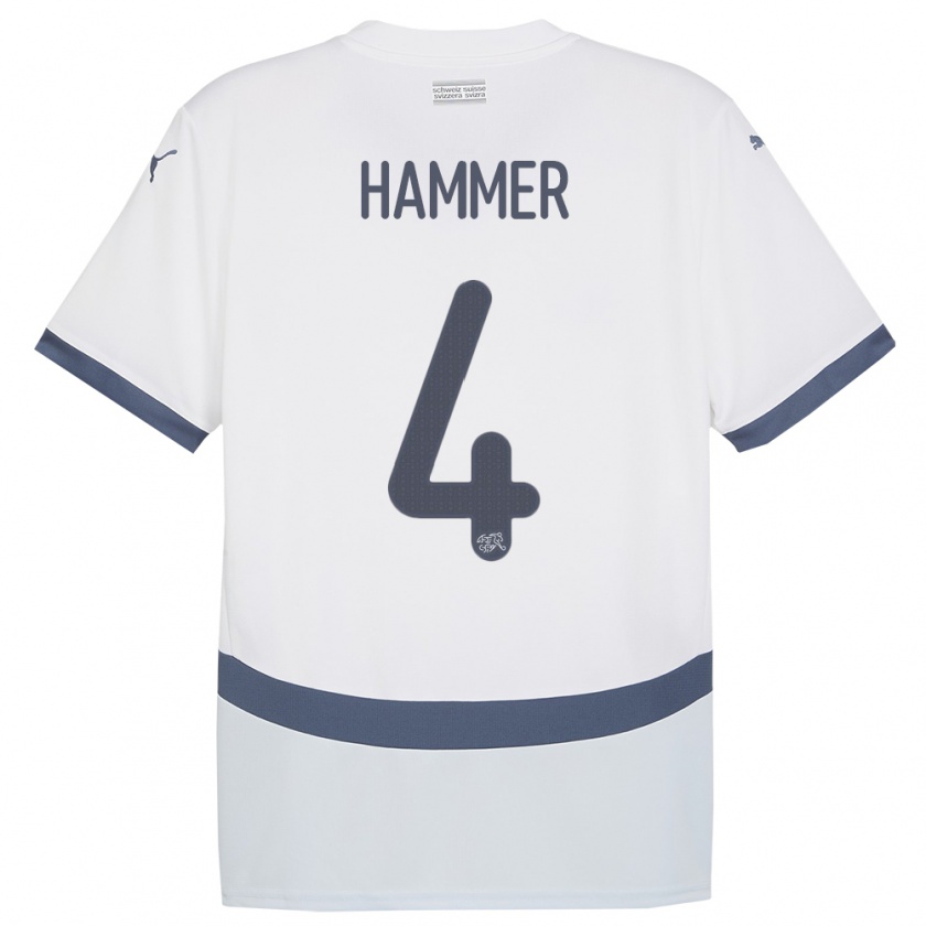 Kandiny Férfi Svájc Pascal Hammer #4 Fehér Idegenbeli Jersey 24-26 Mez Póló Ing