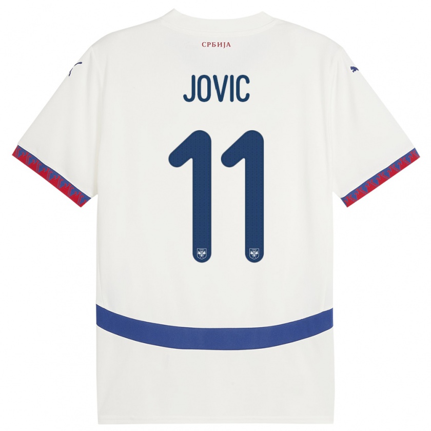 Kandiny Férfi Szerbia Luka Jovic #11 Fehér Idegenbeli Jersey 24-26 Mez Póló Ing