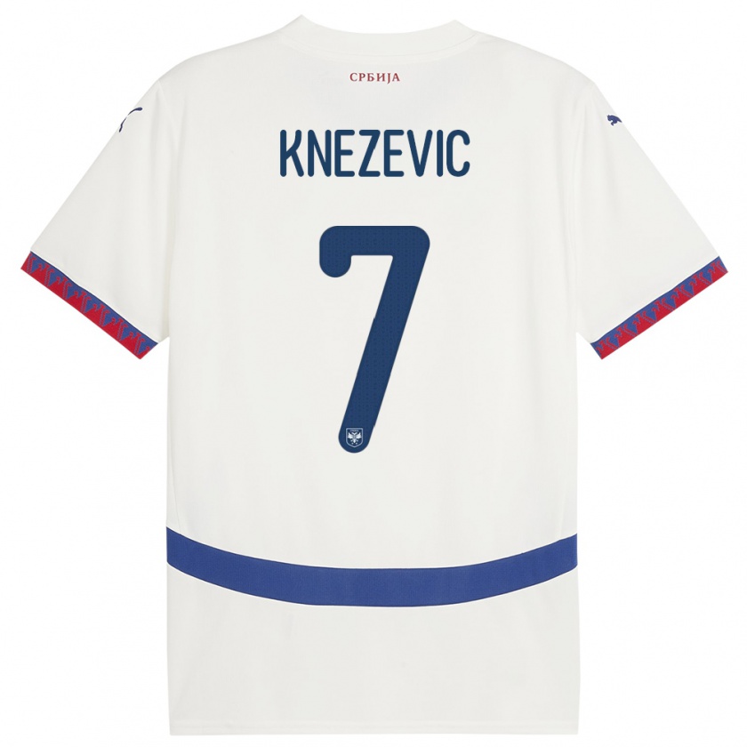Kandiny Férfi Szerbia Nikola Knezevic #7 Fehér Idegenbeli Jersey 24-26 Mez Póló Ing