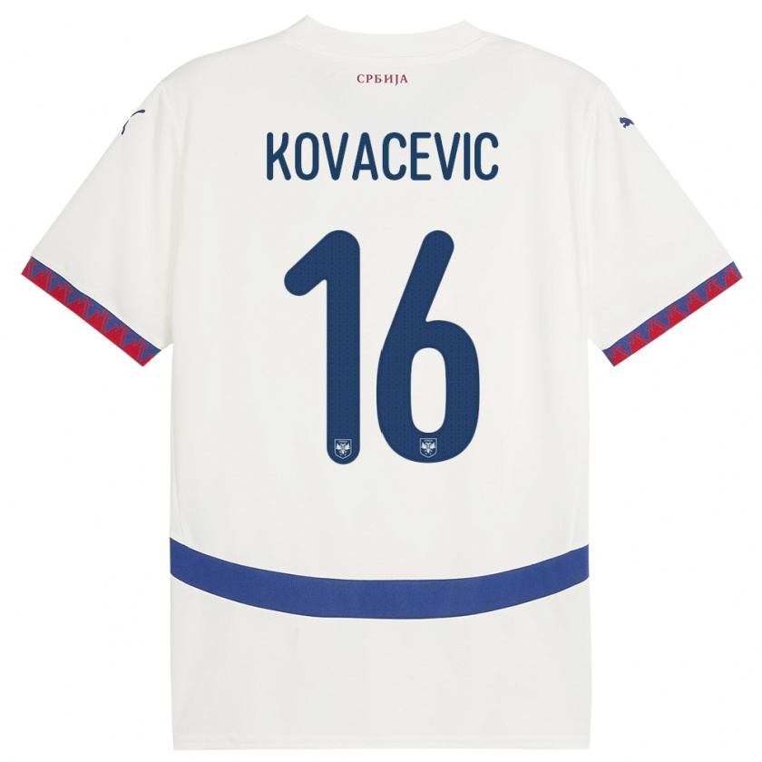 Kandiny Férfi Szerbia Bojan Kovacevic #16 Fehér Idegenbeli Jersey 24-26 Mez Póló Ing